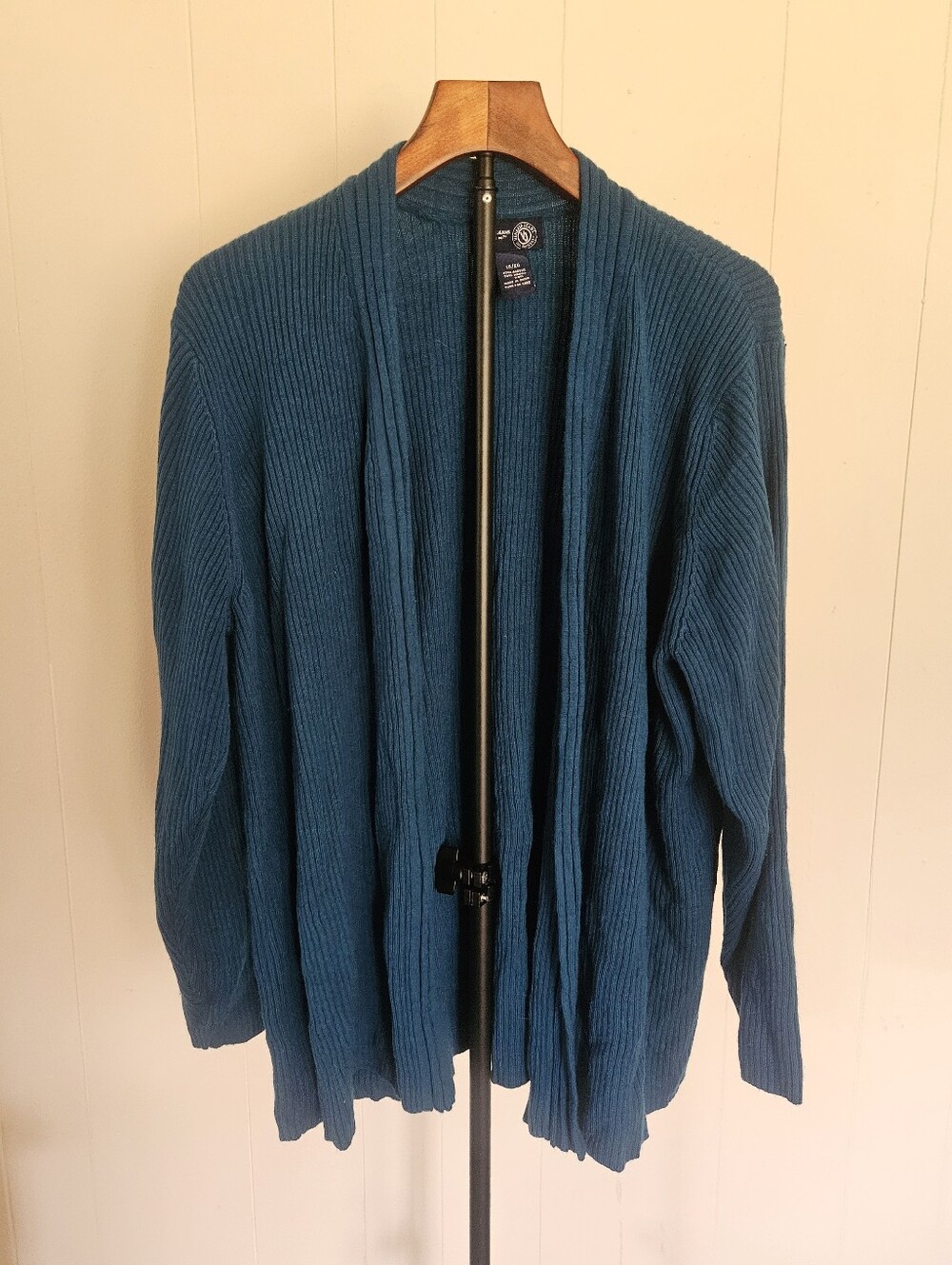 Venezia Wool Blend Dark Teal Ribbed Open-Front Cardigan Size 18/20